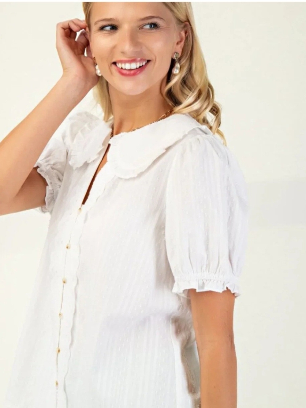 Gigio White Peter Pan Collar Blouse - Picture 2 of 6